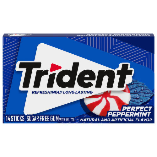 Trident Gum, Sugar Free, Perfect Peppermint
