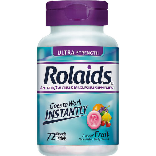 Rolaids Antacid, Ultra Strength, Chewable Tablets, Assorted Fruit