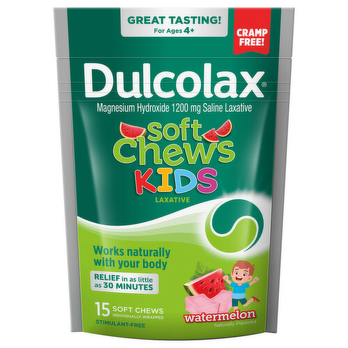 Dulcolax Saline Laxative, 1200 mg, Soft Chews, Watermelon, Kids