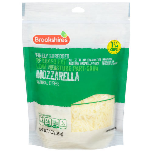 Finely Shredded Cheese, Reduced Fat, Part-Skim, Low-Moisture, Mozzarella