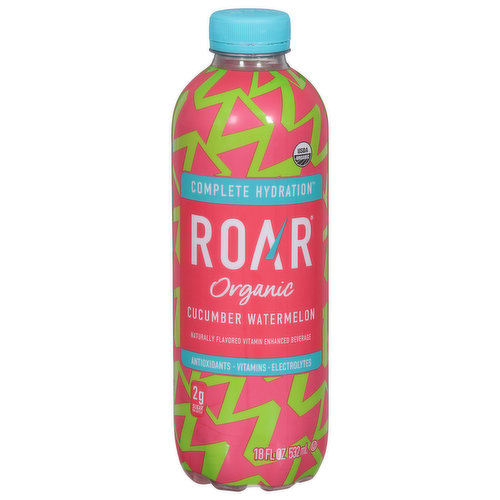 Roar Vitamin Enhanced Beverage, Organic, Cucumber Watermelon