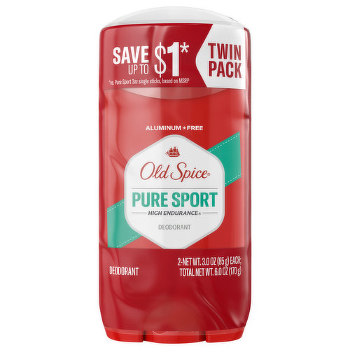 Old Spice Deodorant, Pure Sport, Identical Twin, Value Pack