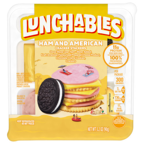 Lunchables Cracker Stackers, with Chocolate Creme Cookies, Ham & American