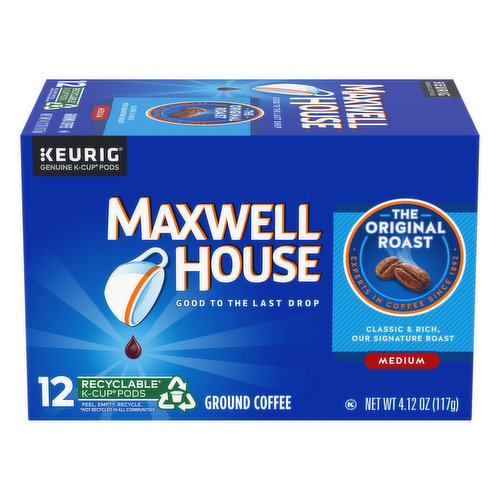 Maxwell House Coffee, Ground, The Original Roast, Medium, K-Cup Pods