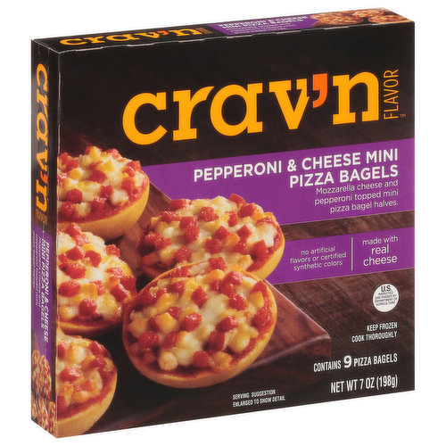 Pizza Bagels, Pepperoni & Cheese, Mini