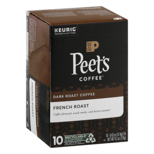 Peets Coffee Coffee, Dark Roast, French Roast, K-Cup Pods