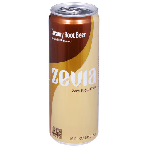 Zevia Soda, Zero Sugar, Creamy Root Beer