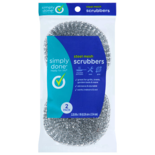 Simply Done Scrubbers, Steel Mesh, 2 Pack