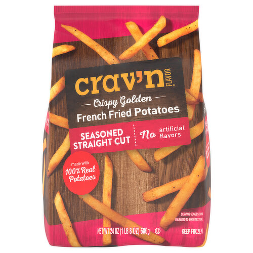 Crav'n Flavor French Fried Potatoes, Crispy Golden, Seasoned, Straight Cut