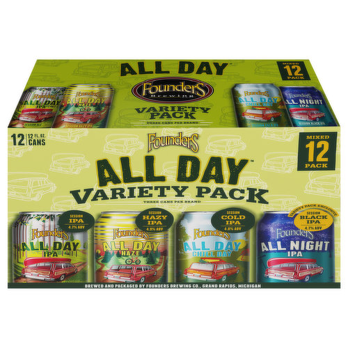 Founders Beer, All Day, Mixed 12 Pack, Variety Pack