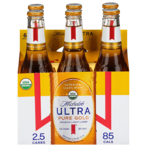 Organic by Nature. Brewed with organic from the country's finest fields, Michelob Ultra Pure Gold delivers the pure, crisp, refreshing taste you love. Enjoy responsibly. Brewed with 100% renewable electricity (Electricity is one type of energy we use to brew) from the sun. Renewable from the sun. Brewed with electricity from the sun, Michelob Ultra Pure Gold commits to a bright and renewable future with you. Sustainable Forestry Initiative: Certified fiber sourcing. www.sfiprogram.org. We support the Sustainable Forestry Initiative by obtaining the packaging materials used in this carrier from certified sources, because we believe in managing our forest for future generations. Please recycle.