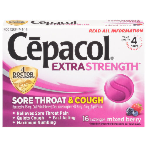 Cepacol Sore Throat & Cough, Extra Strength, Lozenges, Mixed Berry