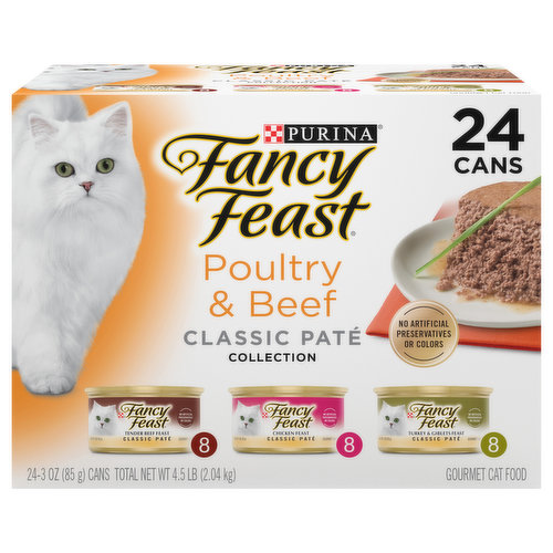 Fancy Feast Grain Free Pate Wet Cat Food Variety Pack, Poultry & Beef Collection