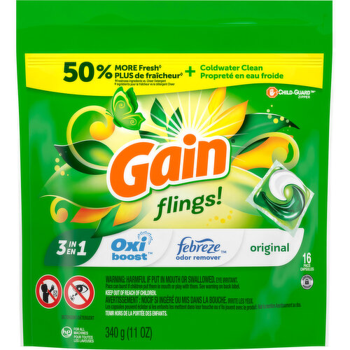 Gain Detergent, 3 in 1, Original, Pacs