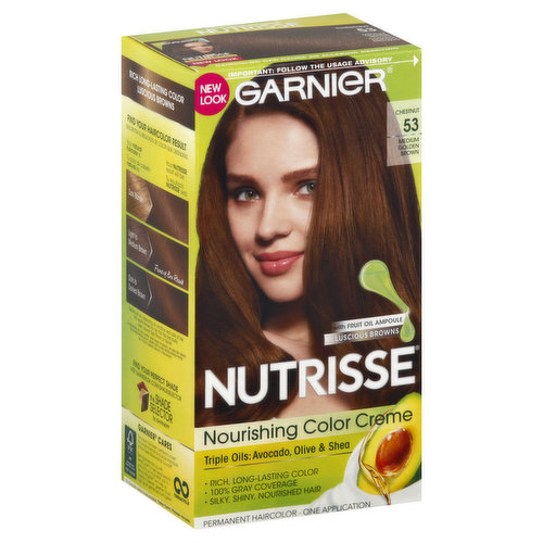 Nutrisse Permanent Haircolor, Chestnut Medium Golden Brown 53