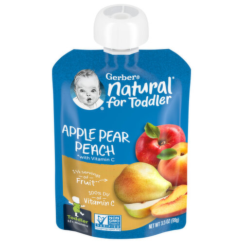 Gerber Apple Pear Peach, with Vitamin C, Toddler (12+ Months)