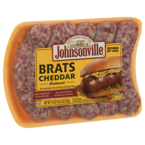 Johnsonville Bratwurst, Cheddar, Brats