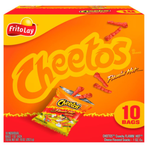 Cheese Flavored Snacks, Flamin' Hot Flavored, 10 Bags