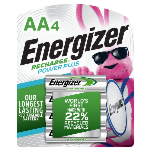 Energizer Batteries, AA, Power Plus, 4 Pack