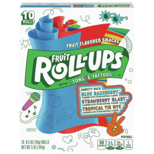 Fruit Roll-Ups Fruit Snacks, Strawberry and Tropical Tie-Dye