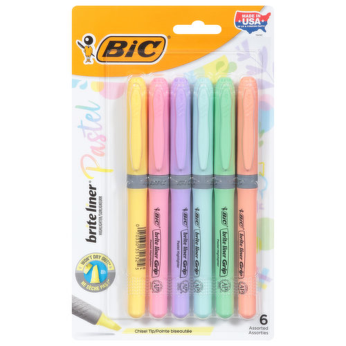 BiC Highlighter, Pastel Assorted, Chisel Tip