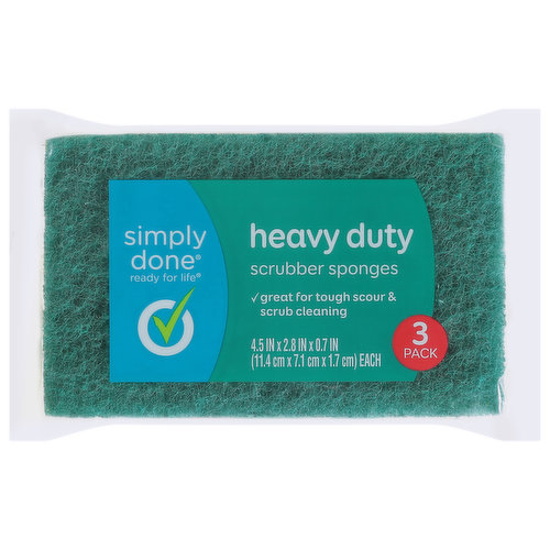 Simply Done Scrubber Sponges, Heavy Duty, 3 Pack