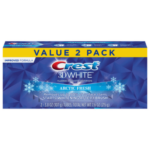 Toothpaste, Fluoride Anticavity, Arctic Fresh, Enamel Safe Whitening, Value 2 Pack