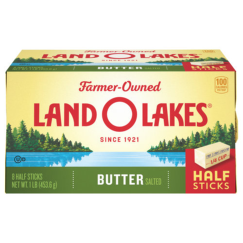 Land O Lakes Butter, Salted, Half Sticks - 8 Each