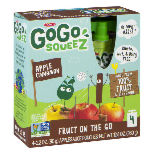 GOGO SQUEEZ Apple Sauce, Cinnamon, 4 Pack