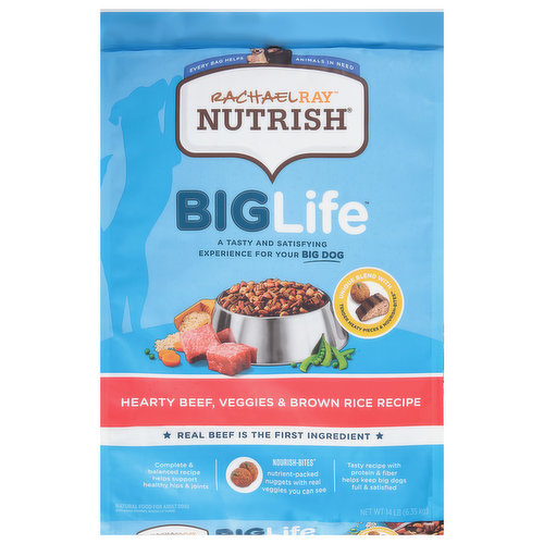 Rachael Ray Nutrish Food for Adult Dogs, Natural, Hearty Beef, Veggies & Brown Recipe