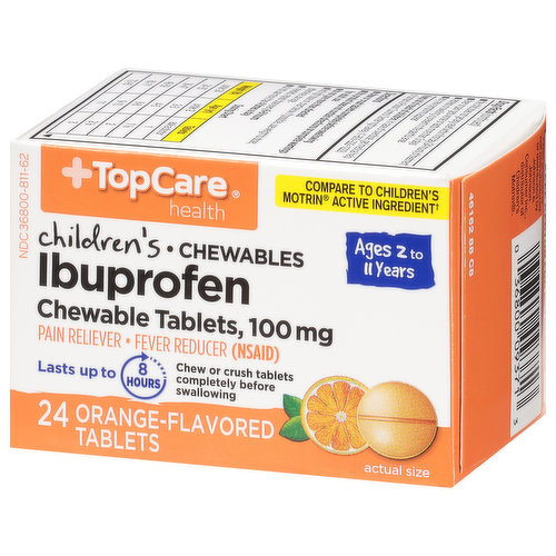 TopCare Ibuprofen, Children's, 100 mg, Chewable Tablets, Orange-Flavored