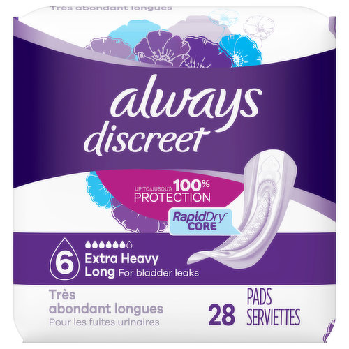 Always Pads, 6 Extra Heavy, Long - Brookshire's