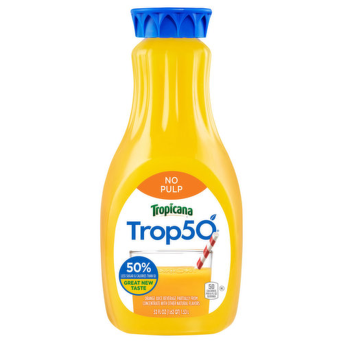 Orange juice beverage partially from concentrate with other natural flavors. Great new taste. Pasteurized. Please recycle.