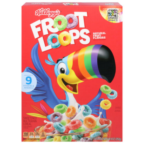 Froot Loops Cereal, Natural Fruit Flavors, Sweetened, Multigrain,