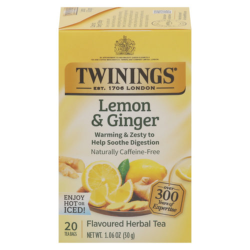 Twinings Flavored Herbal Tea, Lemon Ginger