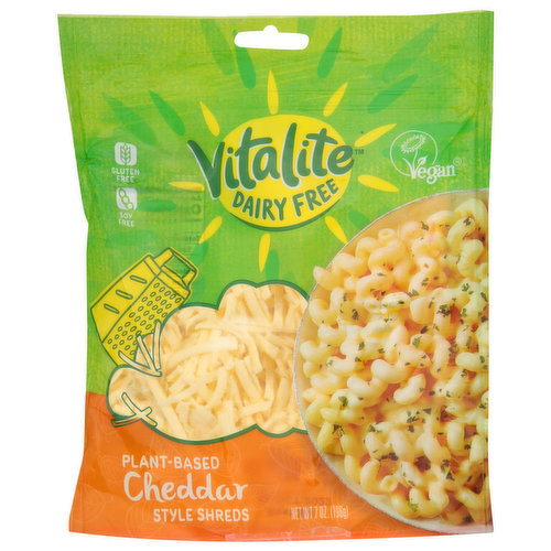 Vitalite Cheddar Cheese, Style Shreds, Dairy Free, Plant-Based