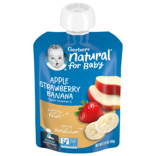 Gerber Apple Strawberry Banana, with Vitamin C, Sitter 2nd Foods