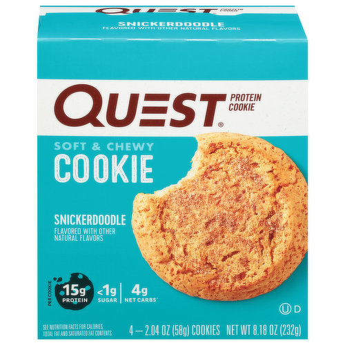 Quest Nutrition is on a mission to make the foods you crave work for you not against you. A soft & chewy snickerdoodle protein cookie loaded with sweet cinnamon taste and less than 1 g of sugar.