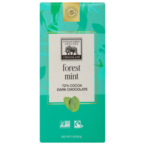 Endangered Species Dark Chocolate, Forest Mint, 72% Cocoa