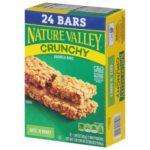 Nature Valley Granola Bars, Oats 'N Honey, Crunchy - 12 pack, 1.49 oz