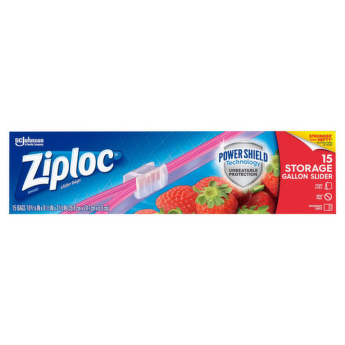 Ziploc Slider Bags, Freezer, Quart - 15 bags