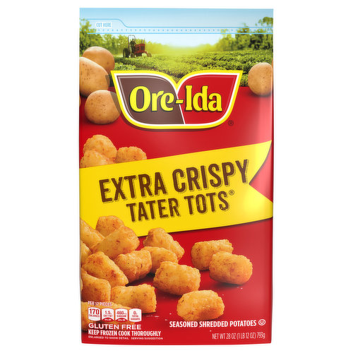 Ore Ida Extra Crispy Tater Tots Seasoned Shredded Potatoes