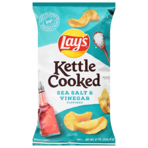 Lay's Potato Chips, Sea Salt & Vinegar Flavored, Kettle Cooked