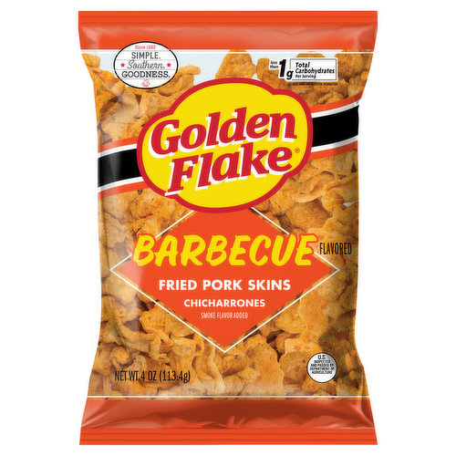 Golden Flake Chicharrones, Fried Pork Skins, Barbecue Flavored