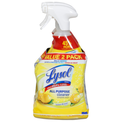 Lysol All Purpose Cleaner, Complete Clean, Lemon Breeze Scent, Value 2 Pack