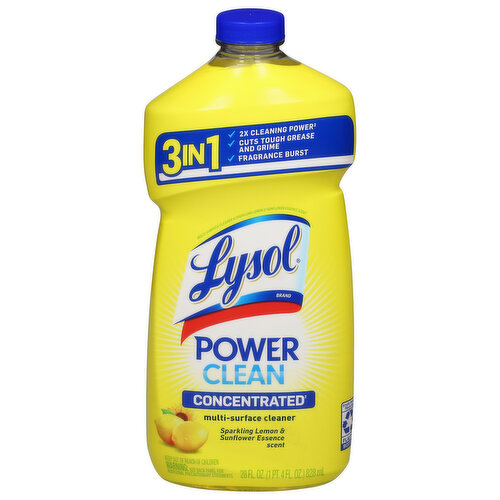 Lysol Multi-Surface Cleaner, Concentrated, Power Clean, Sparkling Lemon & Sunflower Essence Scent