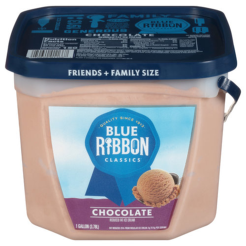 Blue Ribbon Classics Ice Cream, Reduced Fat, Chocolate, Friends + Family Size