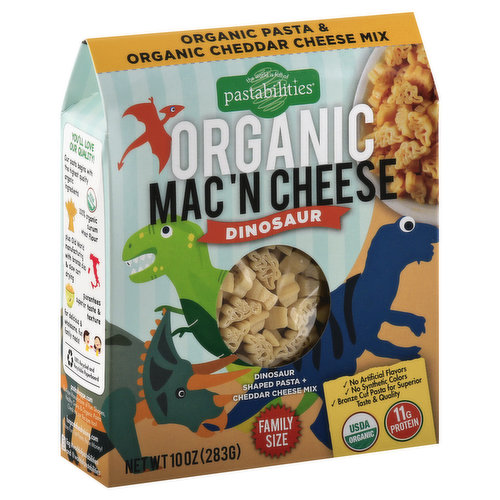 Pastabilities Mac 'N Cheese, Organic, Dinosaur, Family Size