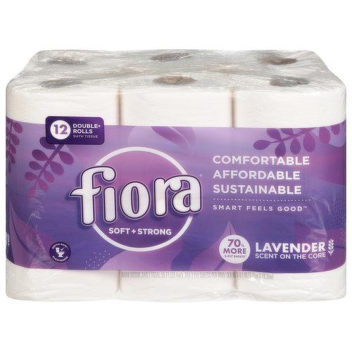 Fiora Bath Tissue, Soft + Strong, Double+ Rolls, Lavender Scent, 2-Ply