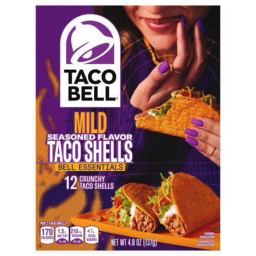 Taco Bell Taco Shells, Mild, Seasoned Flavor, Crunchy